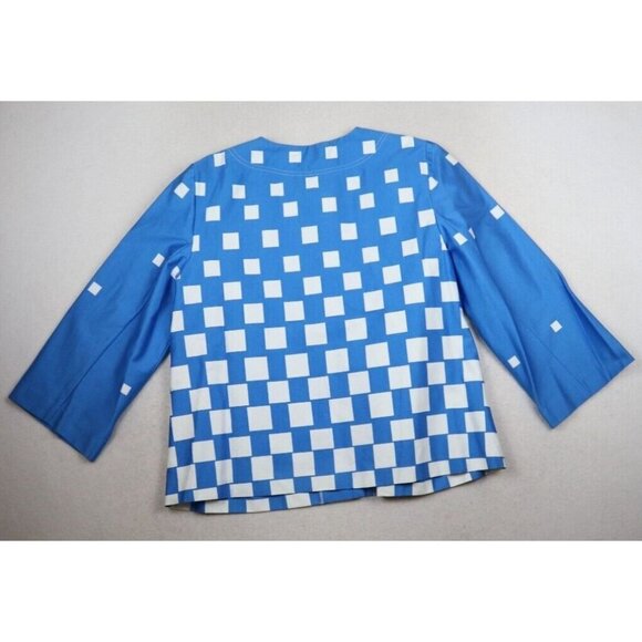 RUSSELL KEMP NEW YORK - WOMEN'S BLUE PRINT 3/4 SLEEVE JACKET - SIZE L - Picture 5 of 6